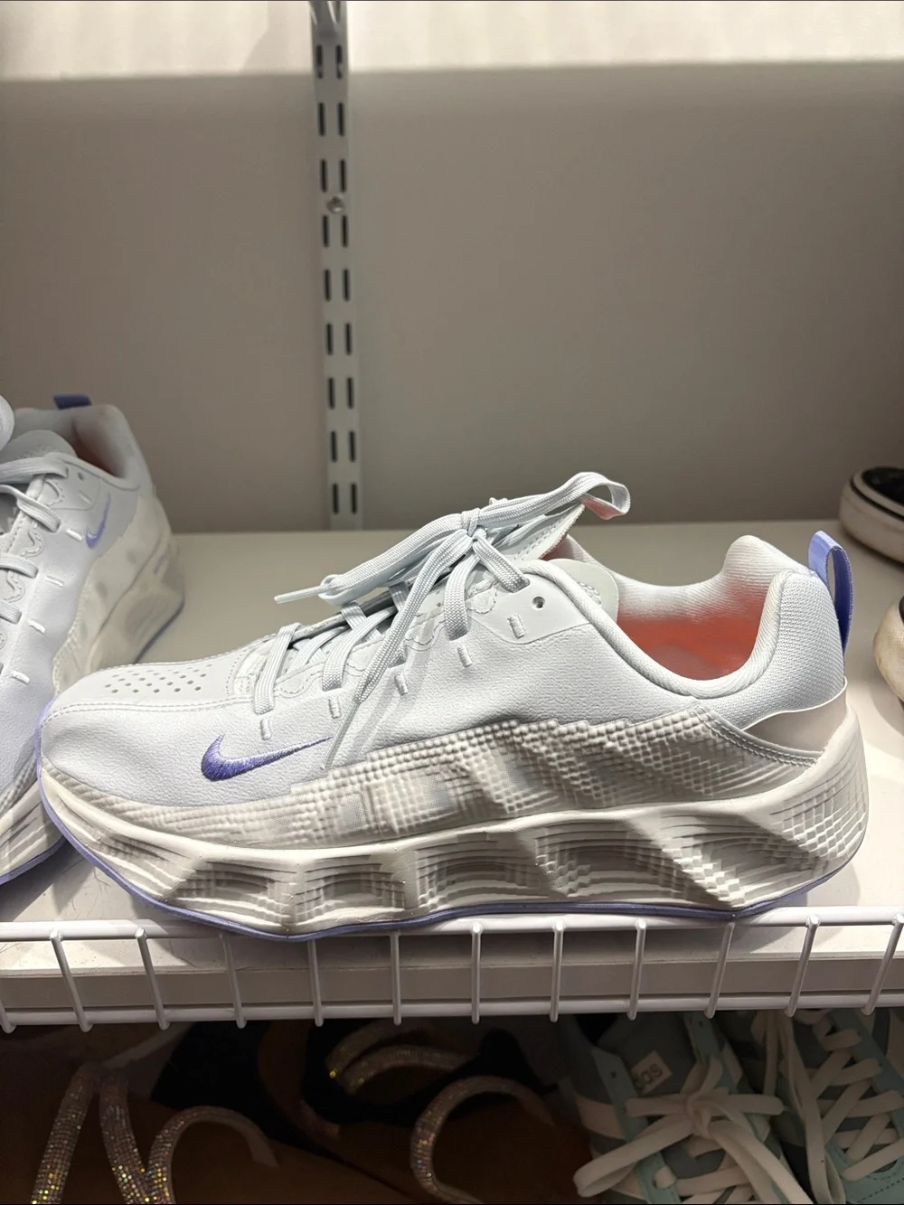 Nike Women’s White Sneakers with Lavender Swoosh
